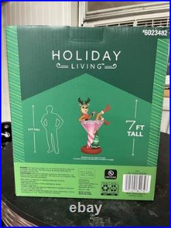 Gemmy Holiday Living 7-Ft Inflatable LED Airblown Reindeer With Drink Christmas