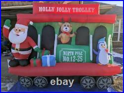 Gemmy Holly Jolly Trolley Train Santa 8' Christmas Airblown Inflatable in Box