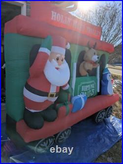 Gemmy Holly Jolly Trolley Train Santa 8' Christmas Airblown Inflatable in Box
