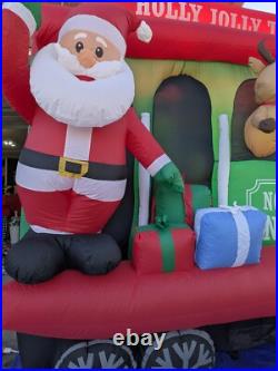 Gemmy Holly Jolly Trolley Train Santa 8' Christmas Airblown Inflatable in Box