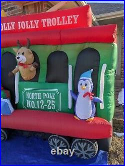 Gemmy Holly Jolly Trolley Train Santa 8' Christmas Airblown Inflatable in Box
