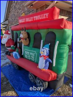 Gemmy Holly Jolly Trolley Train Santa 8' Christmas Airblown Inflatable in Box
