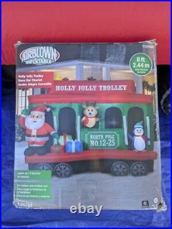 Gemmy Holly Jolly Trolley Train Santa 8' Christmas Airblown Inflatable in Box