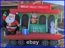 Gemmy Holly Jolly Trolley Train Santa 8' Christmas Airblown Inflatable in Box