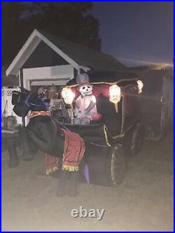 Gemmy Horse Drawn Carriage Hearse 12 Ft Airblown Halloween Inflatable Blow Up