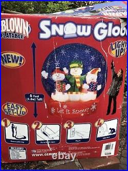 Gemmy Inflatable Christmas Snowmen 6 Feet Snow Globe 6' Holiday Blow Up Decor