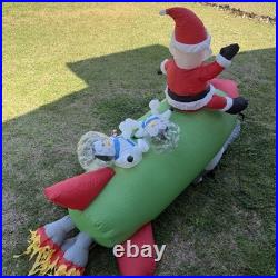 Gemmy Inflatable Santa and Penguins On Rocketship READ