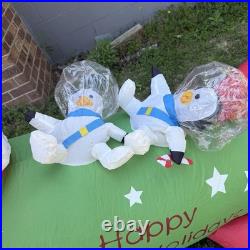Gemmy Inflatable Santa and Penguins On Rocketship READ