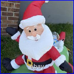 Gemmy Inflatable Santa and Penguins On Rocketship READ