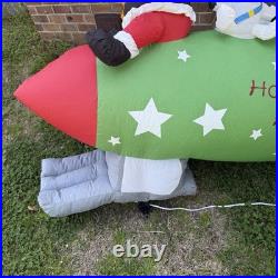 Gemmy Inflatable Santa and Penguins On Rocketship READ