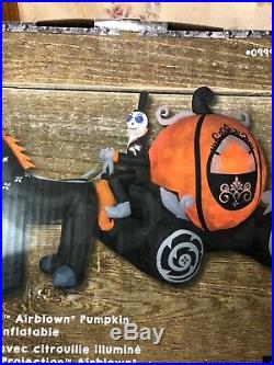 Gemmy LED Lighted Pumpkin Carriage Skeleton Airblown Inflatable Halloween Horse