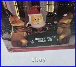 Gemmy North Pole Texas Hold'Em Santa Reindeer Playing Poker Inflatable Rare