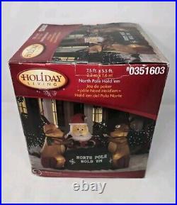 Gemmy North Pole Texas Hold'Em Santa Reindeer Playing Poker Inflatable Rare