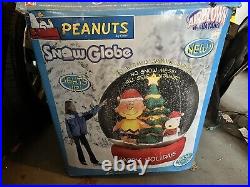 Gemmy Peanuts Inflatable 6ft Christmas Snowing Snow Globe Read Description