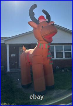 Gemmy Reindeer Extra Large Airblown Inflatable 12 Feet Video READ