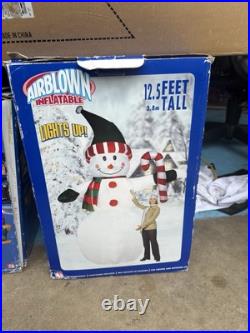 Gemmy Snowman Inflatable 12.5 Ft 2005 Christmas Lights Up! Blow Up Inflatable