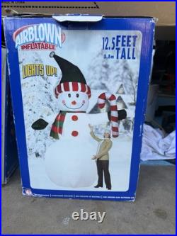 Gemmy Snowman Inflatable 12.5 Ft 2005 Christmas Lights Up! Blow Up Inflatable