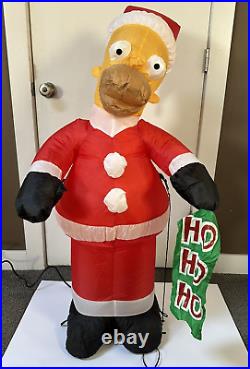 Gemmy The Simpsons Santa Homer 4 ft Tall Airblown Lit Inflatable Ho Ho Ho + Box