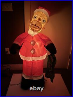 Gemmy The Simpsons Santa Homer 4 ft Tall Airblown Lit Inflatable Ho Ho Ho + Box