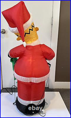 Gemmy The Simpsons Santa Homer 4 ft Tall Airblown Lit Inflatable Ho Ho Ho + Box