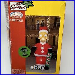 Gemmy The Simpsons Santa Homer 4 ft Tall Airblown Lit Inflatable Ho Ho Ho + Box