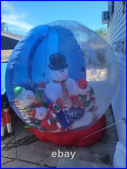 Gemmy inflatable snowman snow globe vintage Xmas lawn decor rare