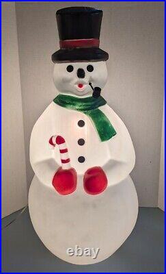General Foam Blow Mold Snowman with Pipe 34 Tall Lighted Christmas Yard Display
