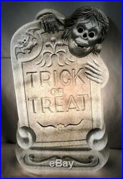 General Foam Lighted Blow Mold Trick or Treat Tombstone Grave Skeleton & Bat