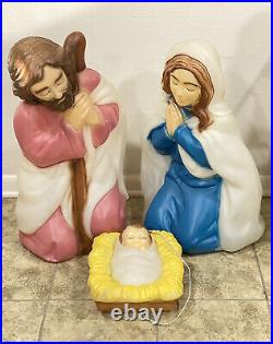 General Foam Mary Joseph Jesus Baby 3 Piece Blow Mold Nativity Set Vintage