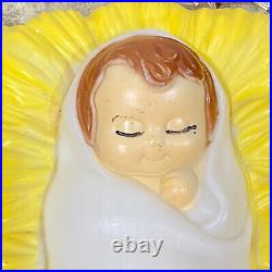 General Foam Mary Joseph Jesus Baby 3 Piece Blow Mold Nativity Set Vintage