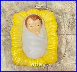 General Foam Mary Joseph Jesus Baby 3 Piece Blow Mold Nativity Set Vintage