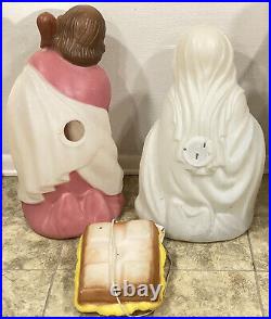 General Foam Mary Joseph Jesus Baby 3 Piece Blow Mold Nativity Set Vintage