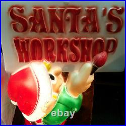 General Foam Plastic Blow Mold Light Up 34 Elf Painting Santa's Workshop Sign