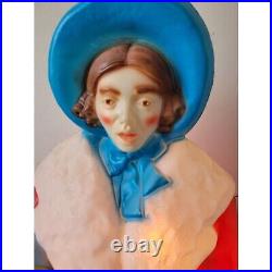 General foam carolers Dickens blow mold Victorian lady child vintage lawn decor