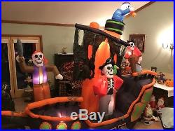 Genmy Airblown Inflatable Haunted Skeleton Pirate Ship Halloween ANIMATED