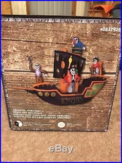 Genmy Airblown Inflatable Haunted Skeleton Pirate Ship Halloween ANIMATED