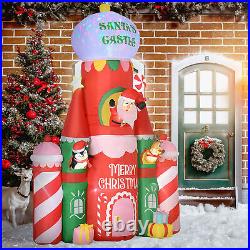 Giant 10ft Christmas Inflatables Decorations Candy Castle Santa Claus with Light