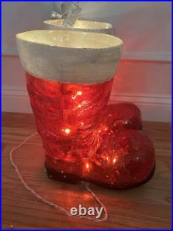 Grandin Road Illuminated Santa Boots Christmas Indoor Outdoor Decoration