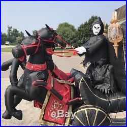 Grim Reaper Hearse Double Horse Carriage Halloween Inflatable Air Blown Gremmy