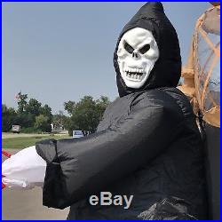 Grim Reaper Hearse Double Horse Carriage Halloween Inflatable Air Blown Gremmy