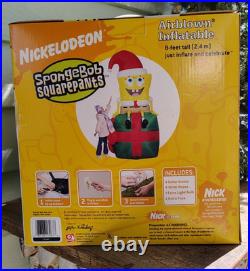 H2F NEW in Box Gemmy 2004 8 ft SpongeBob & Present Christmas Inflatable Blowup