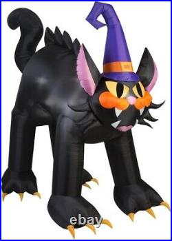 HALLOWEEN 8.5FT ANIMATED BLACK CAT WITCH HAT Airblown Inflatable YARD DECORATION