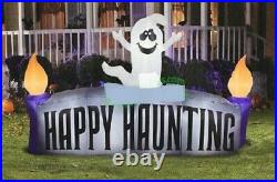 HALLOWEEN 8 FT HAPPY HAUNTING GHOST SIGN Airblown Inflatable GEMMY