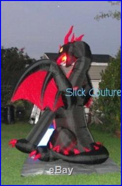 HALLOWEEN 9' ANIMATED DRAGON Airblown Inflate 12' WINGS FLAP Fire Ice LIGHTSHOW