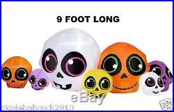 HALLOWEEN 9 FT SKELETON SKULL PATCH AIR BLOWN INFLATABLE YARD decor