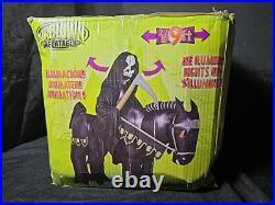 HALLOWEEN 9' LONG GEMMY ANIMATED GRIM REAPER HORSE DEATH Inflatable airblown NIB
