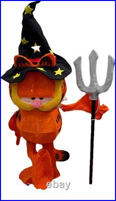 HAPPY HALLOWEEN Devil Garfield 2.5ft Indoor Outdoor Devil Works Great Tested