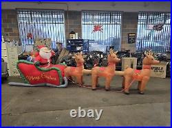 HOME ACCENTS SELF INFLATABLE 16 ft LIGHTED SANTA AND SLEIGH WITH REINDEER GIANT