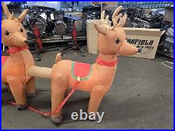 HOME ACCENTS SELF INFLATABLE 16 ft LIGHTED SANTA AND SLEIGH WITH REINDEER GIANT