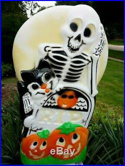 HTF Sun Hill Skeleton Tombstone Black Cat & JOL BlowMold Kid Friendly Halloween